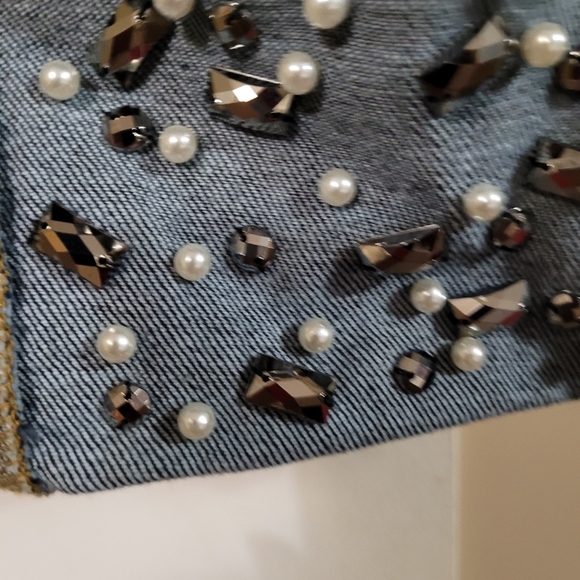 Jeans with pearl and rhinestone cuff - Picture 3 of 4